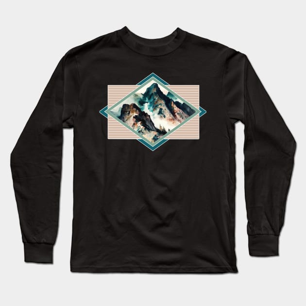 Watercolor Mountain Landscape ' Long Sleeve T-Shirt by AtkissonDesign